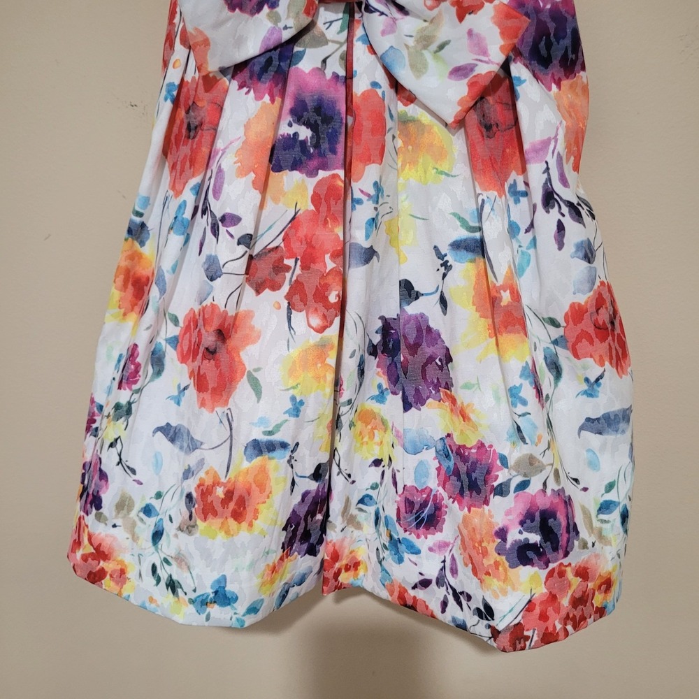 Helena Little Girls Dress Floral White Bow Sash Size 5 flare Easter Spring - Picture 3 of 8